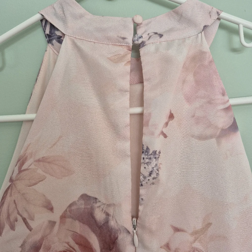 Suzy Shier Women's Romantic Feminine Pink Floral Halter Rose Dress Size M - Picture 8 of 9